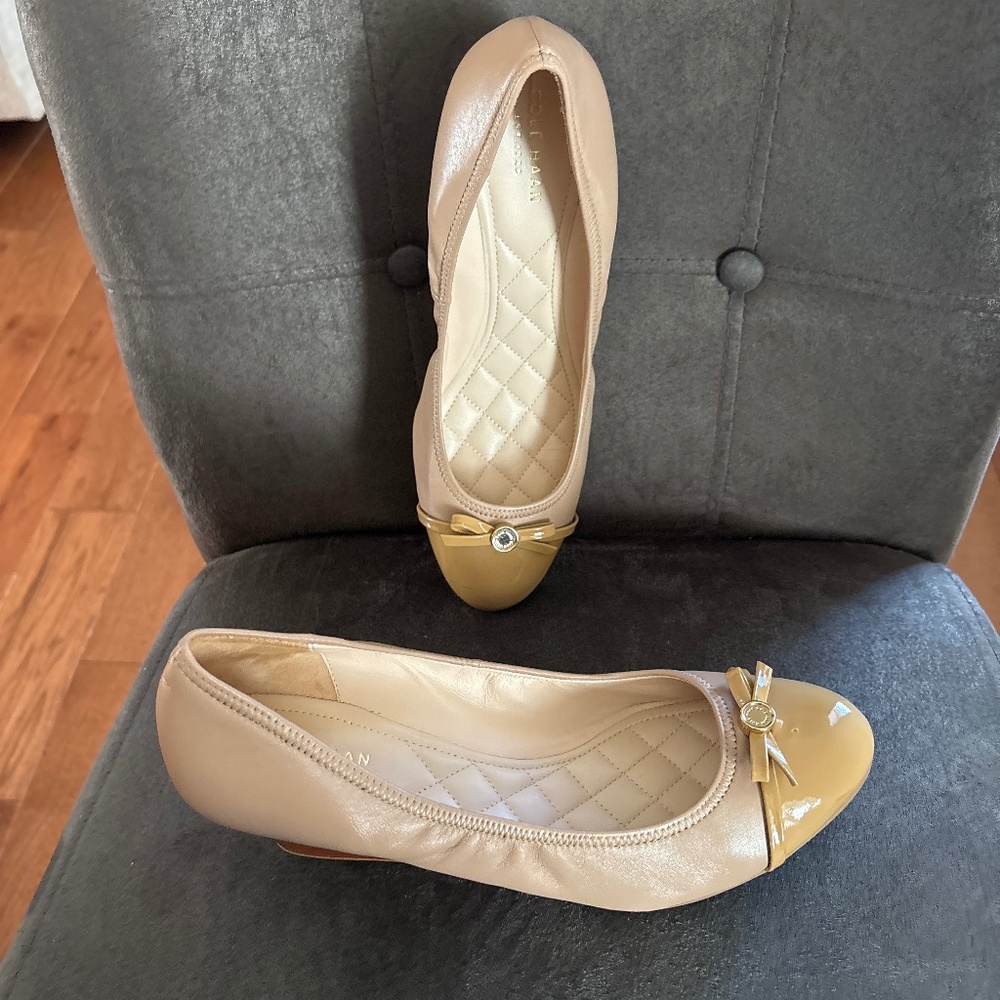 Cole Haan Tali Nude Patent/ Leather Wedge Pumps Shoes Size 8.5B